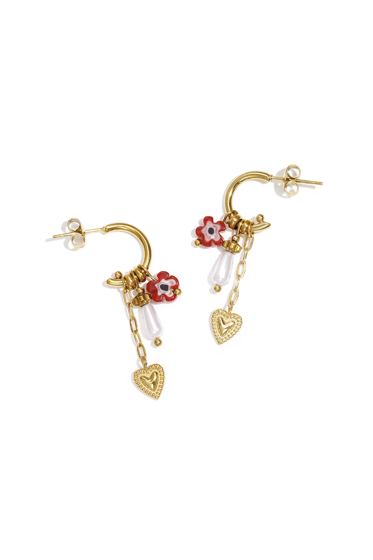 Boucles d'oreilles pendantes en acier inoxydable, style cœur, style décontracté, simple et quotidien, bijoux pour femmes 2