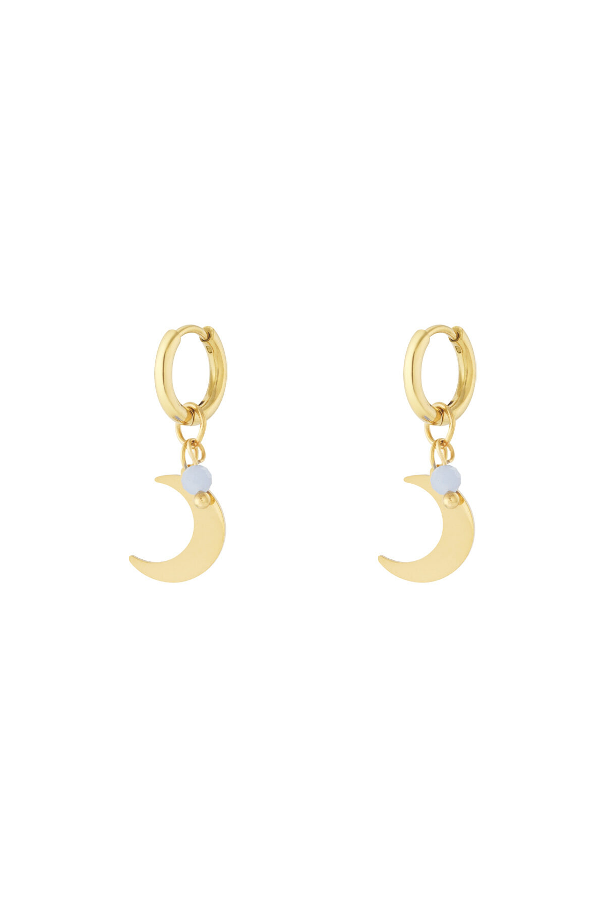 Earrings with moon charm and coloured bead Picture3