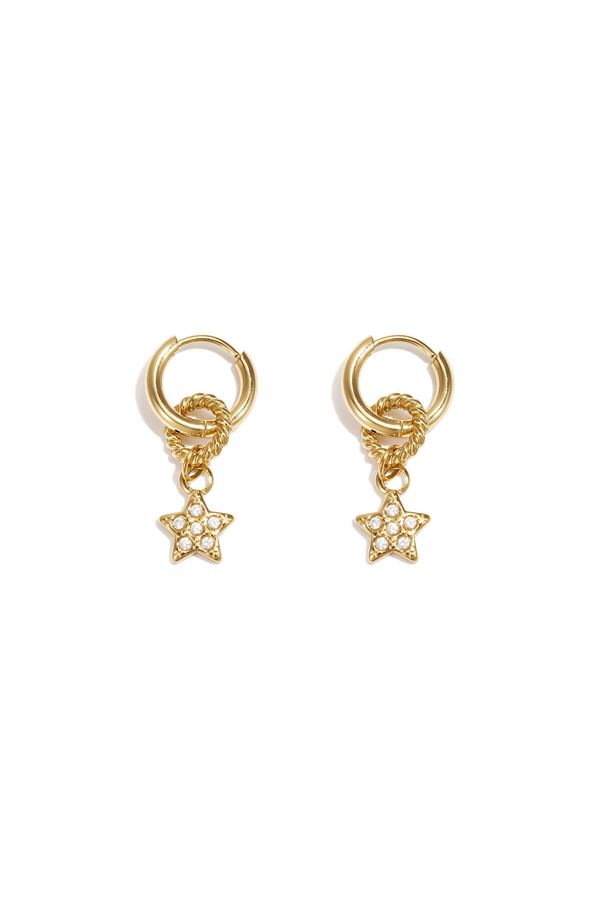 Small earring with dangling embellished star