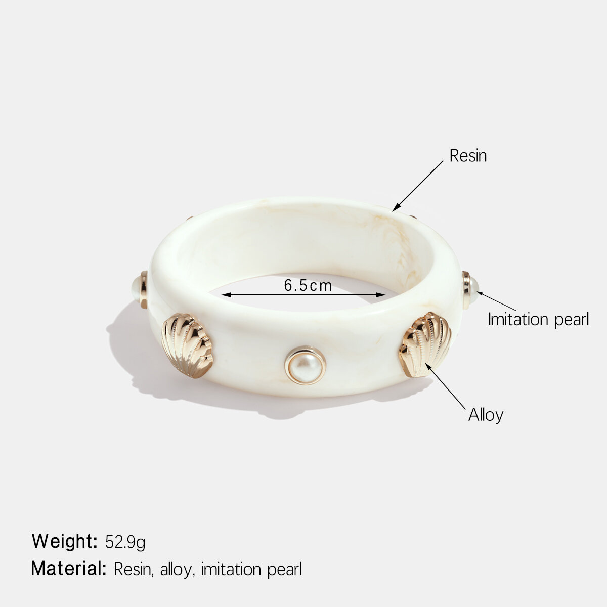 1 Piece Retro Shell Shape Resin Bangle h5 Picture2