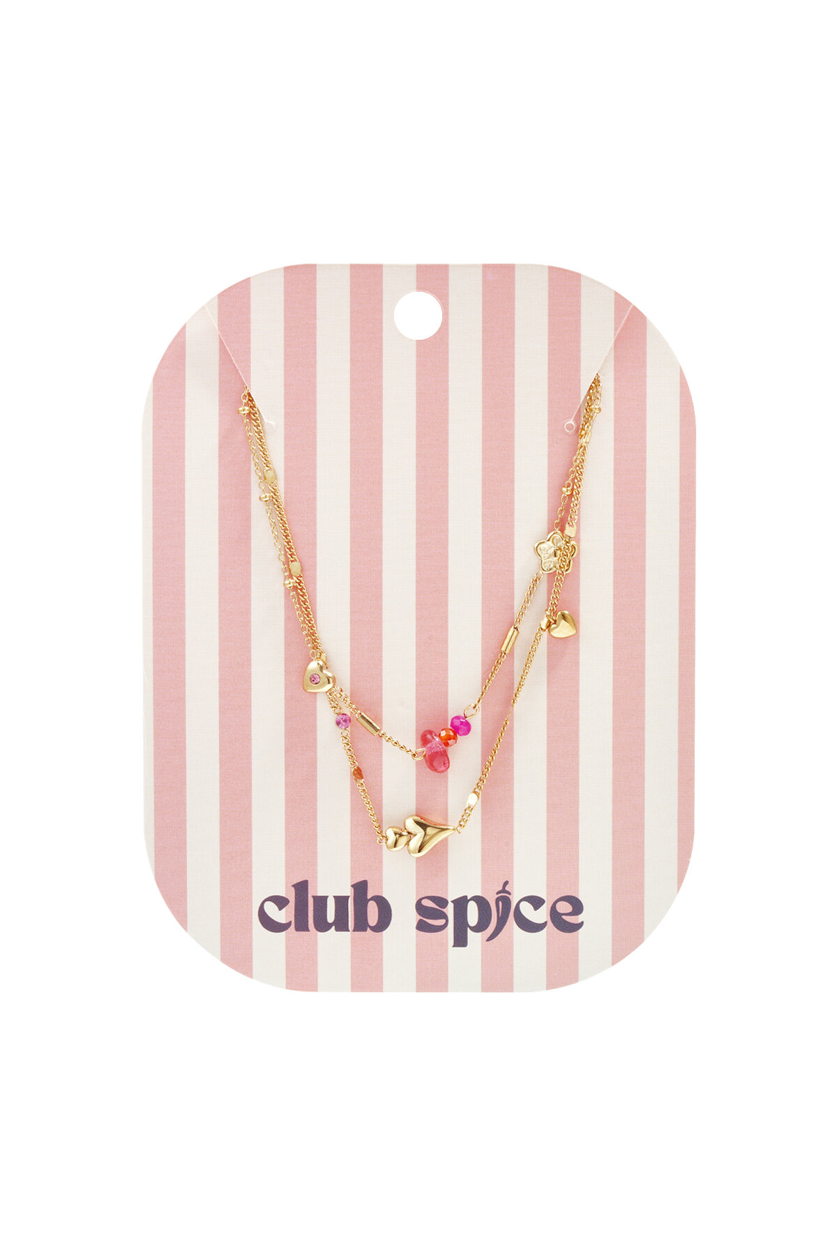 Double necklace with hearts, beads and flowers h5 Picture2