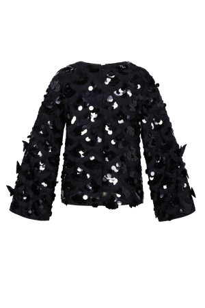 Woven Polyester Fiber Vrouwen Lange Mouwen Tops Elegant Sequins Statement h5 Afbeelding4