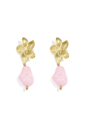 Flower earrings with organic bead h5