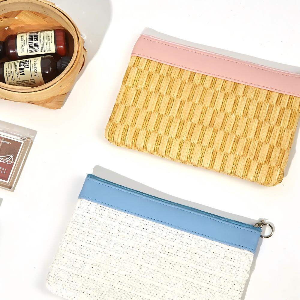 Stylish Vacation Woven Raffia Women's Makeup Bags h5 Picture3