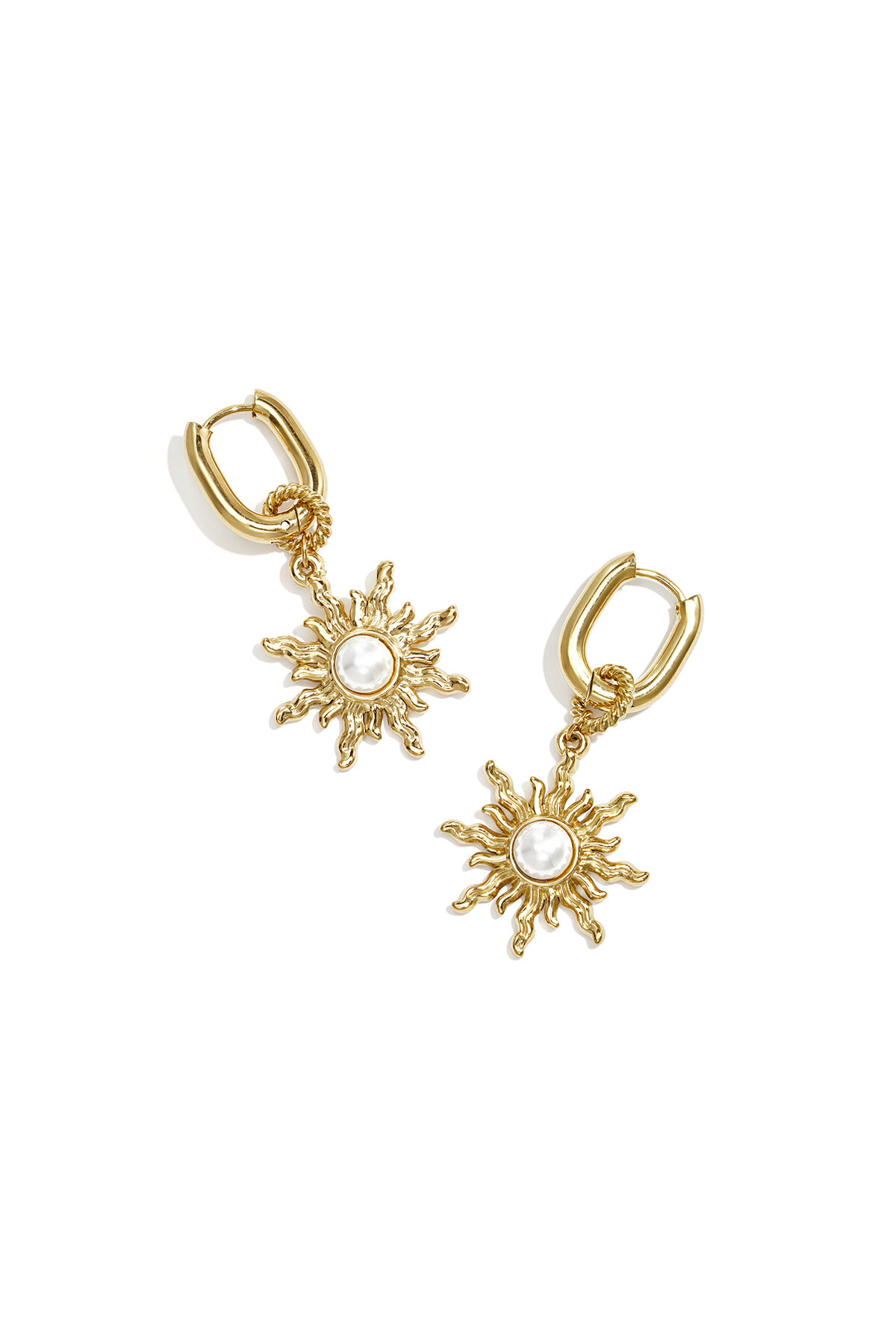 Squoval earrings with boho sun charm h5