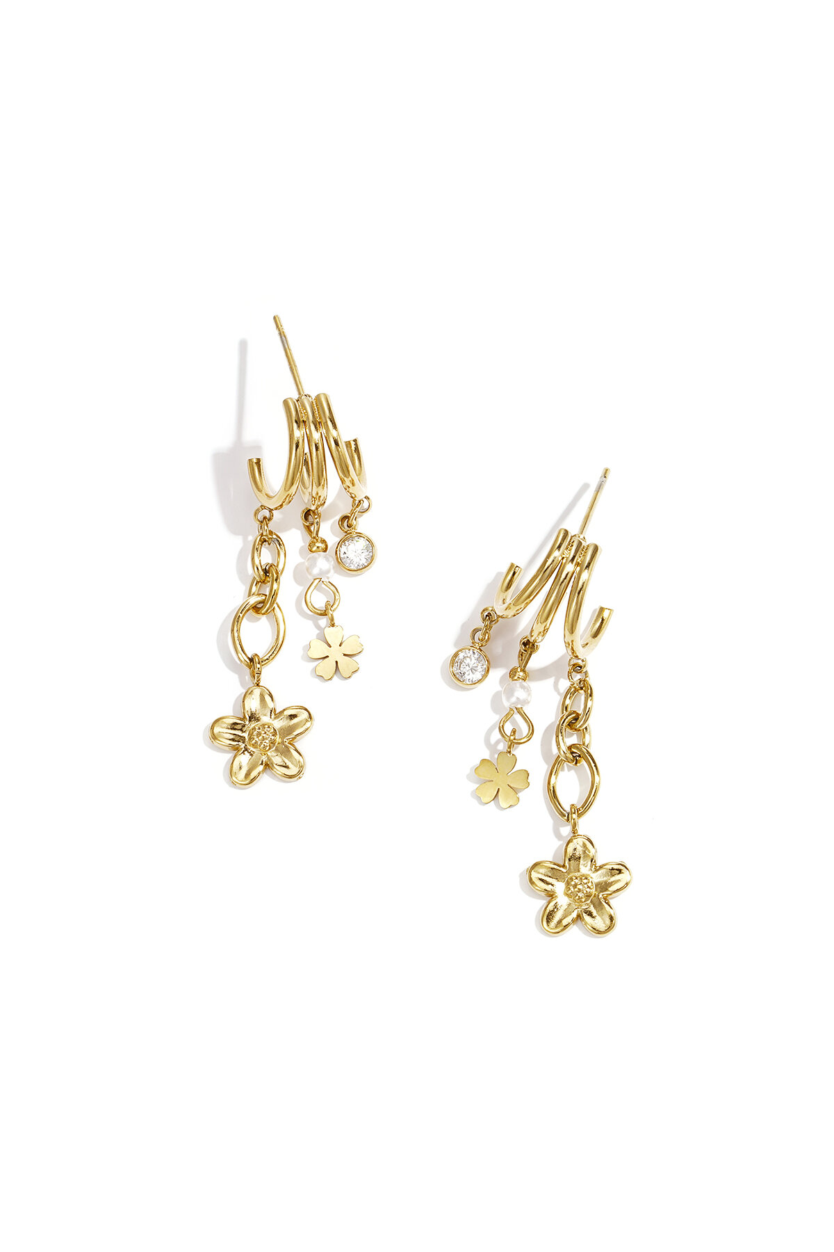 Pendientes colgantes de acero inoxidable con diseño floral, estilo casual y lujoso para uso diario. Joyería para mujer. h5 