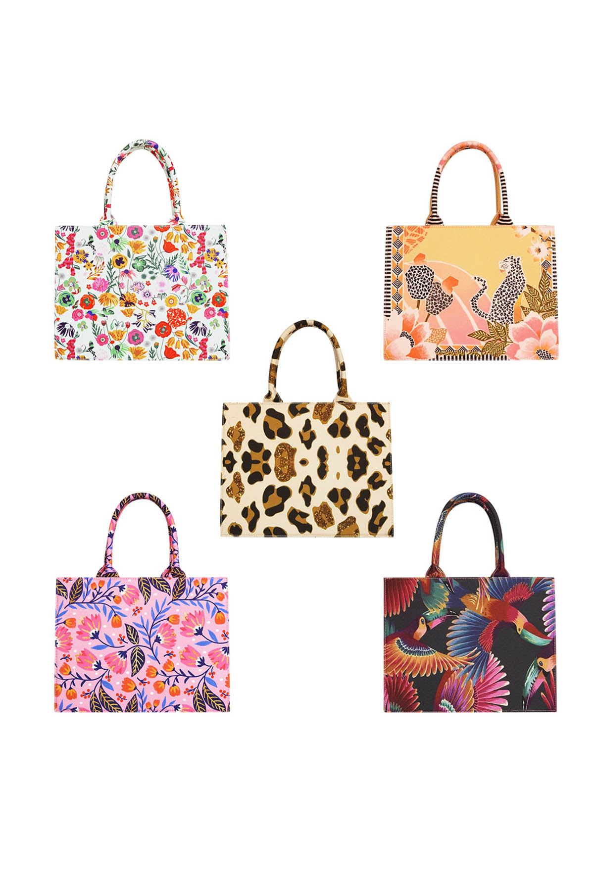 Shopper Medium mit Blumendruck Multi Polyester Bild3