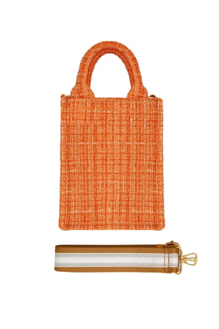 Handbag With Pattern & Bag Strap - Red Polyester