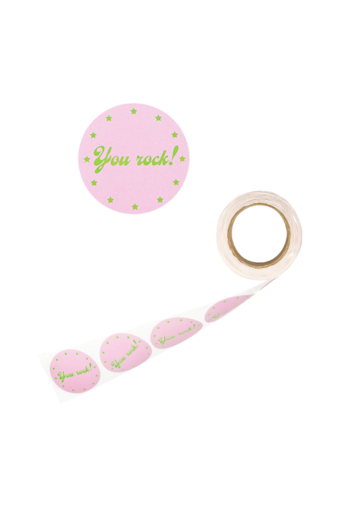 Sticker you rock roze groen h5 