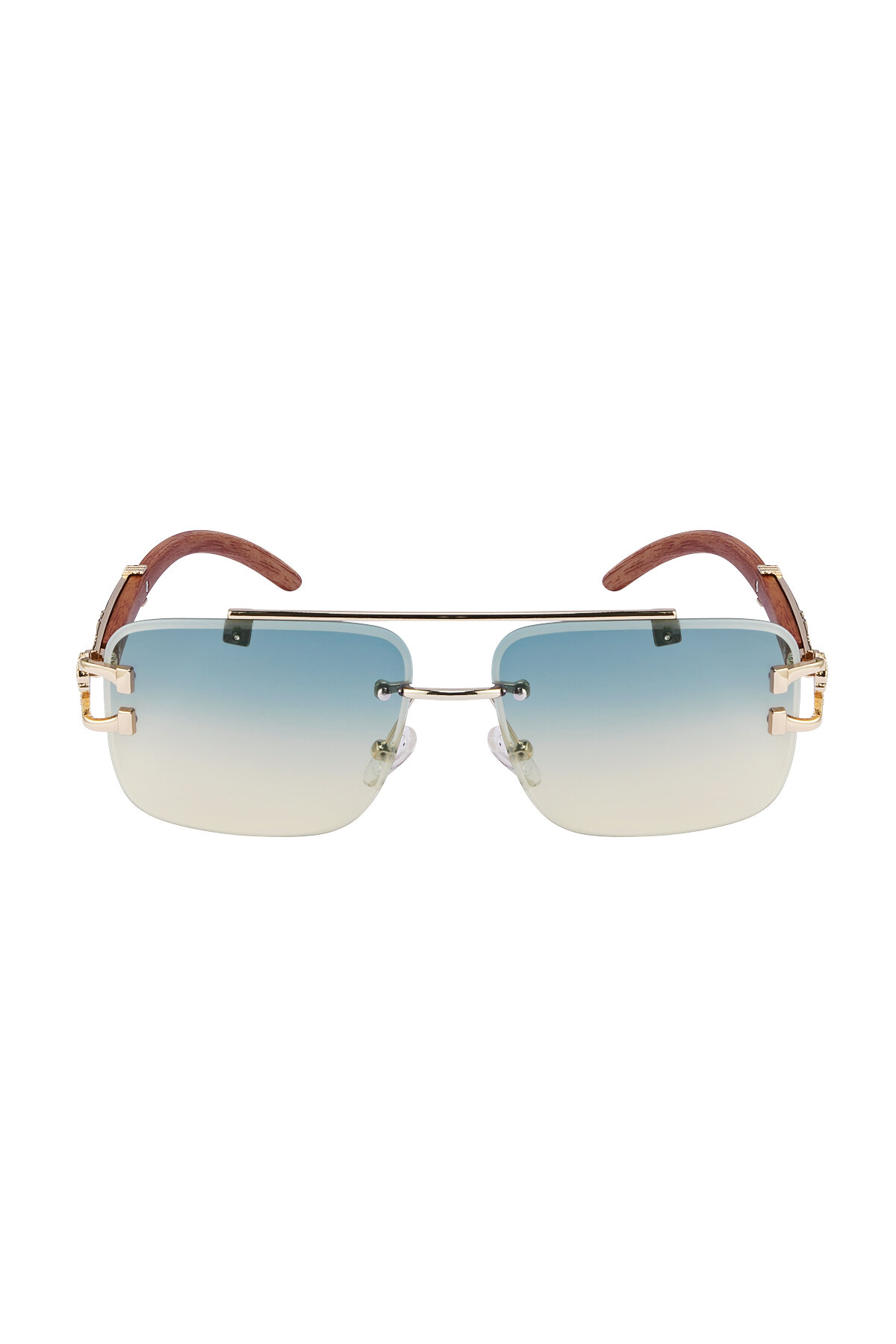 Gafas de Sol Detalles en Madera Leopardo Azul Brillante Imagen2