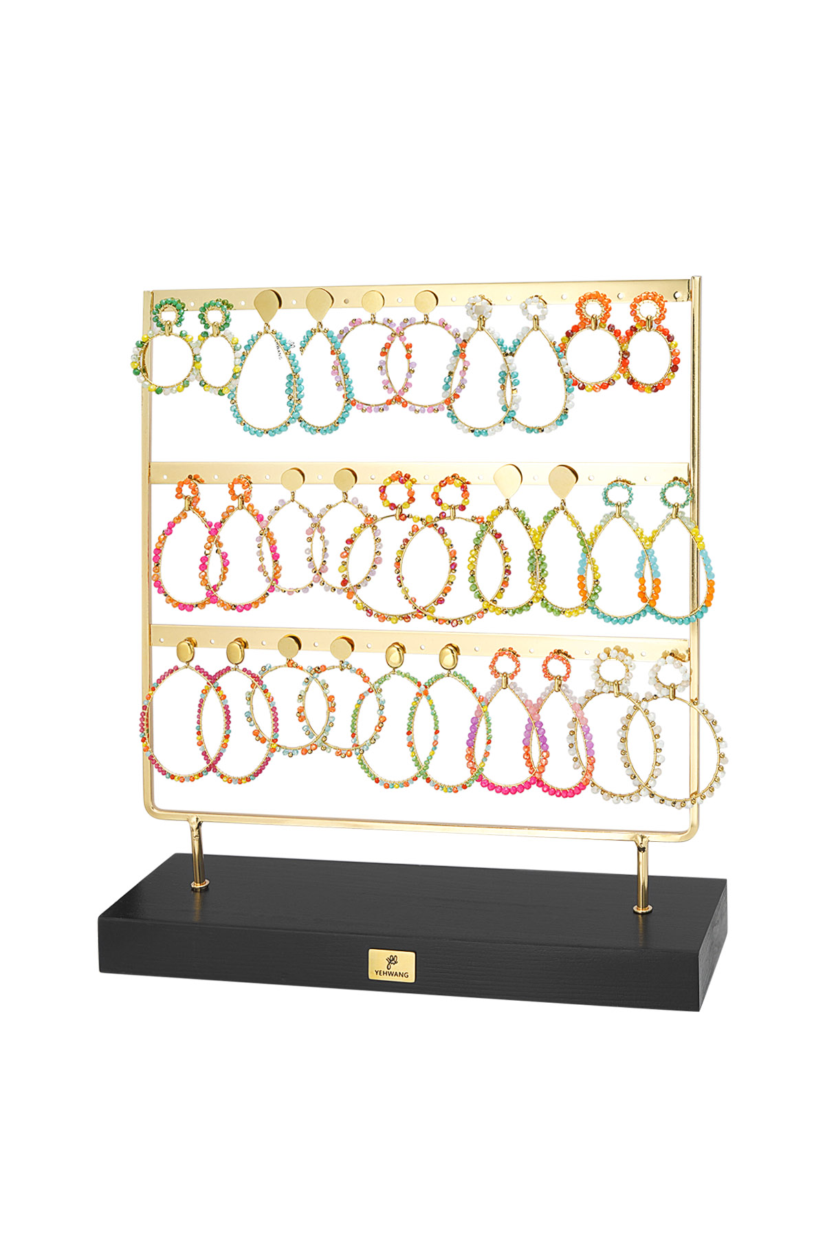 pendientes display perlas de vidrio de colores 