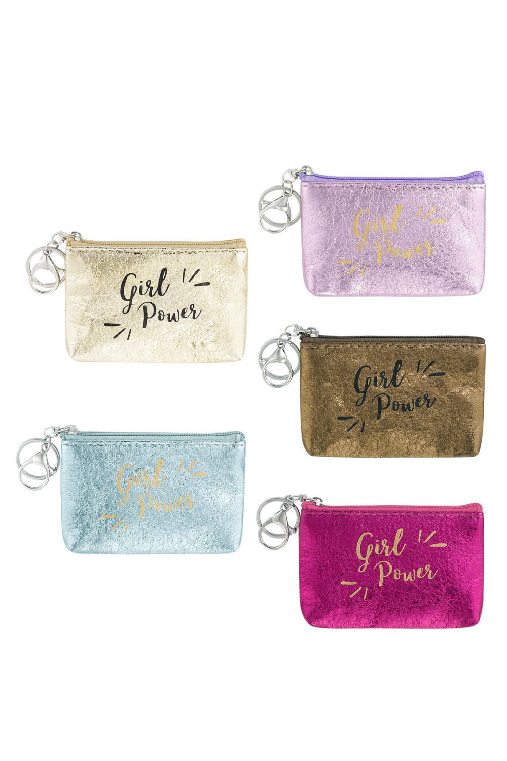 Schlüsselanhänger-Geldbörse Metallic Girl Power – Braun Bild3