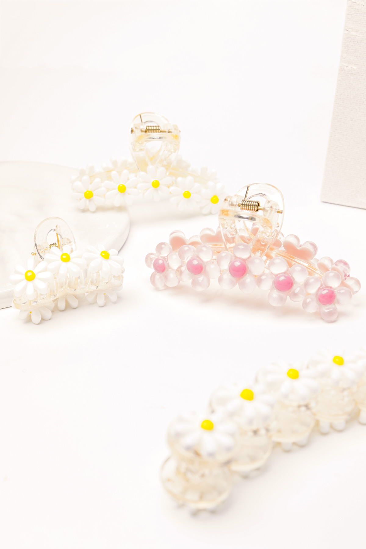 Haarclip roze bloemen h5 Afbeelding3