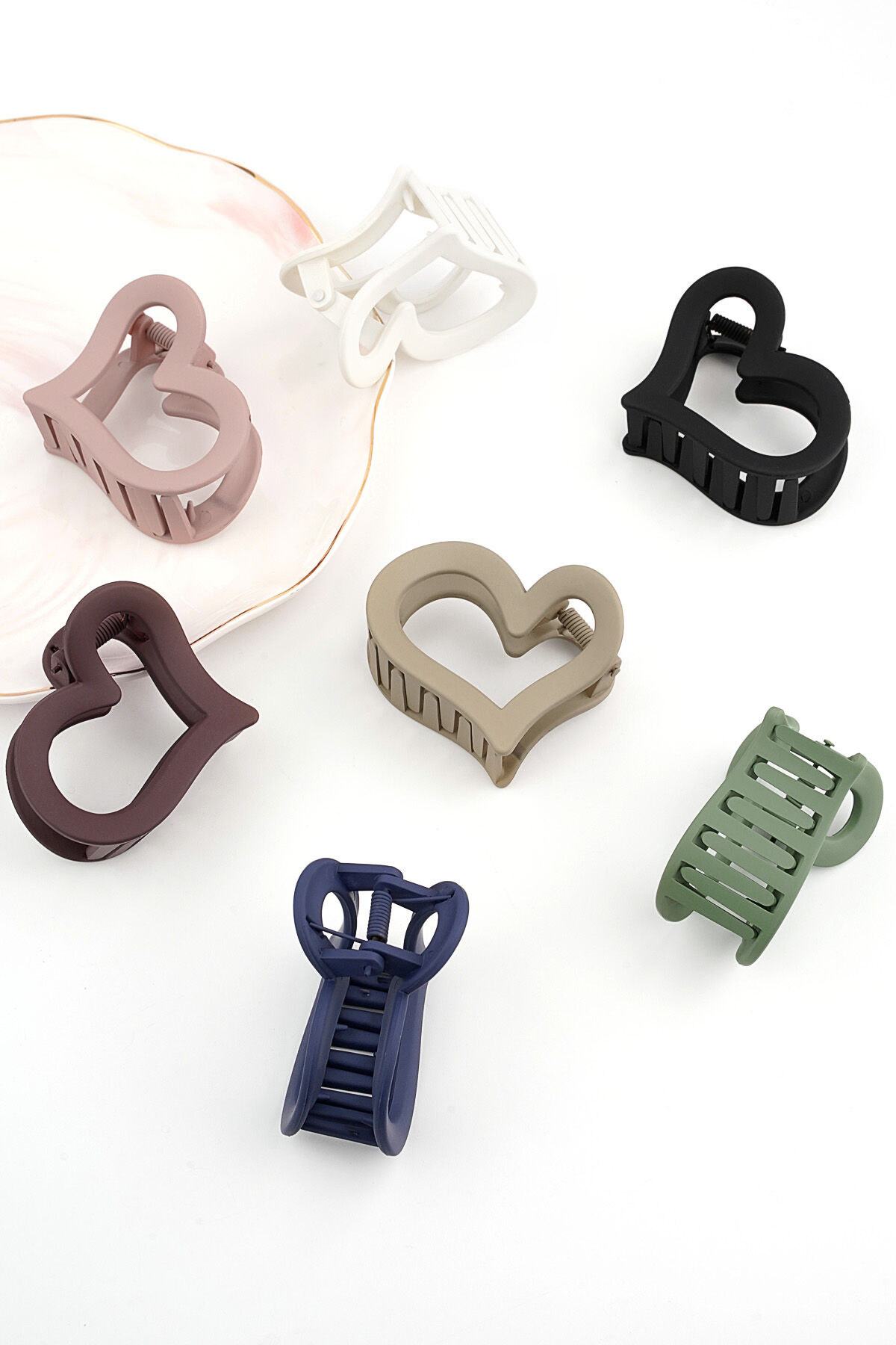 Fermaglio per capelli cuore deformato opaco Immagine4