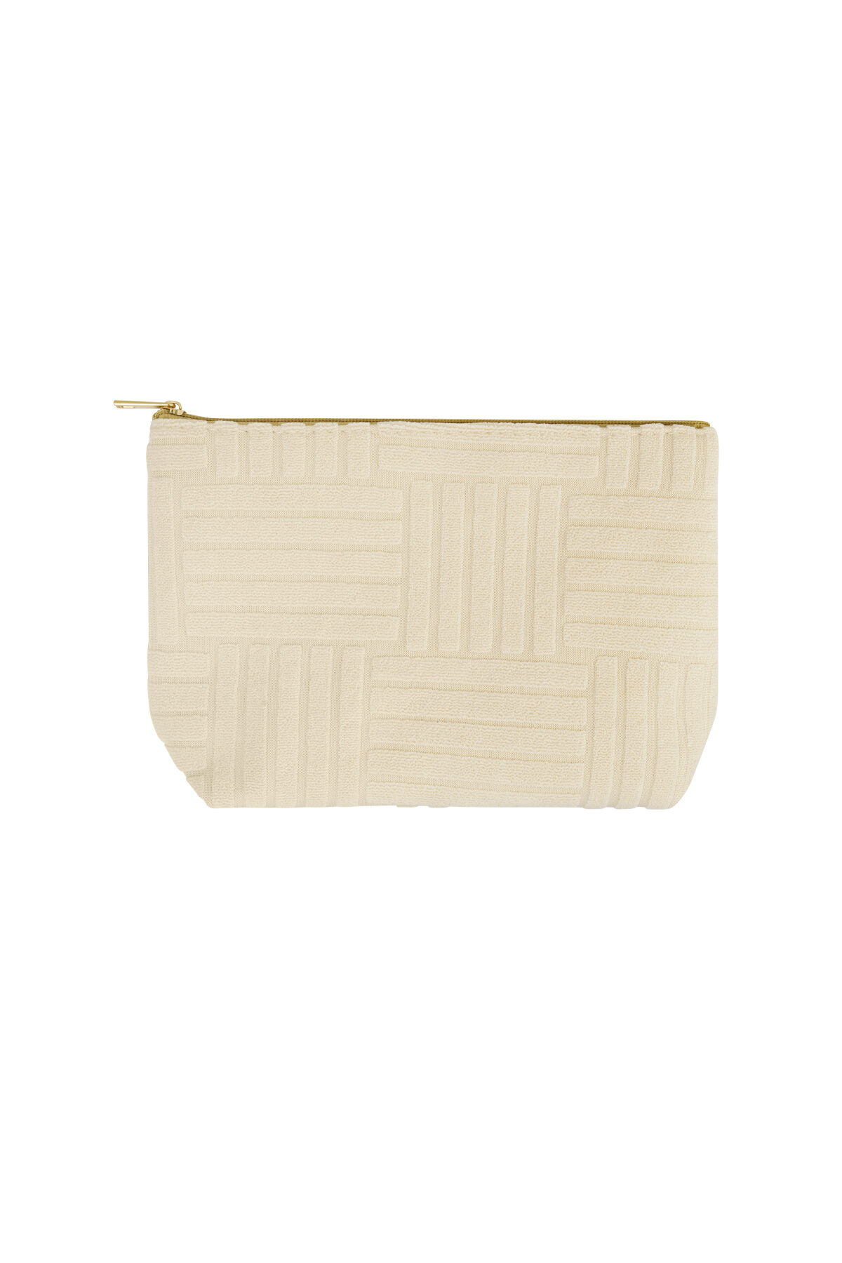 Leichte Reise-Make-up-Tasche aus Jacquard – Beige 2