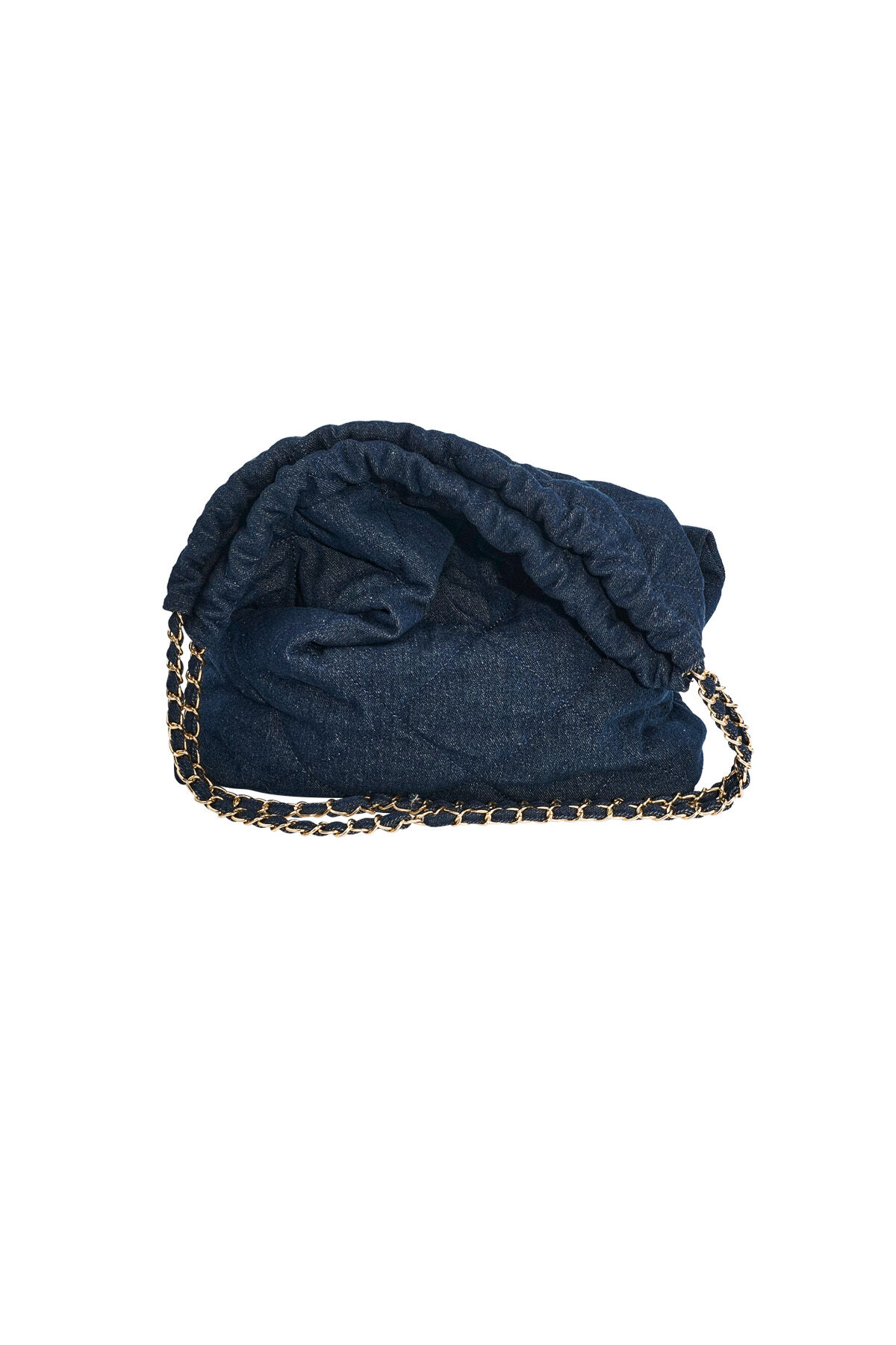 Denim bag with stitched motif and chain Picture8