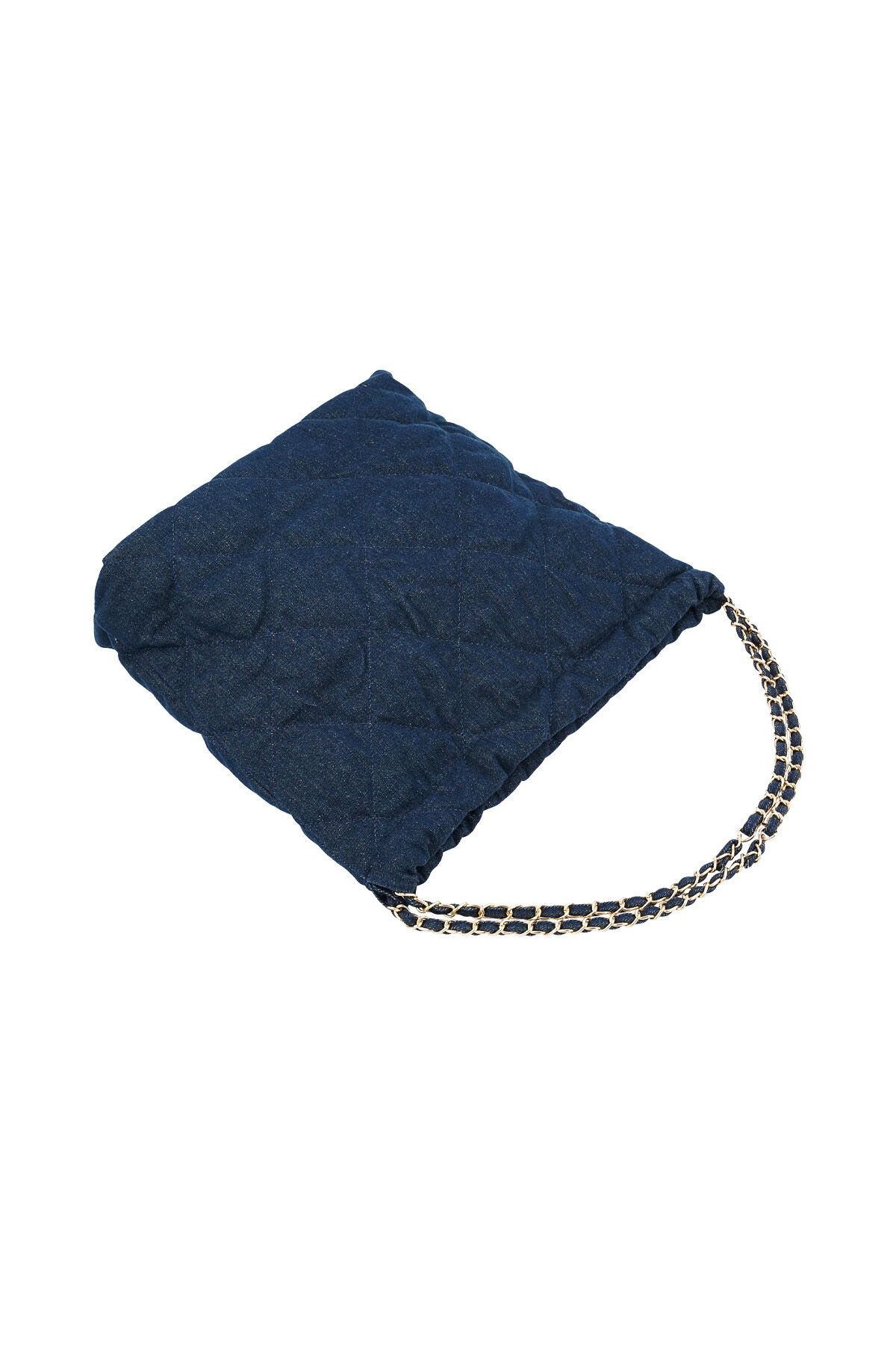 Denim bag with stitched motif and chain Picture10