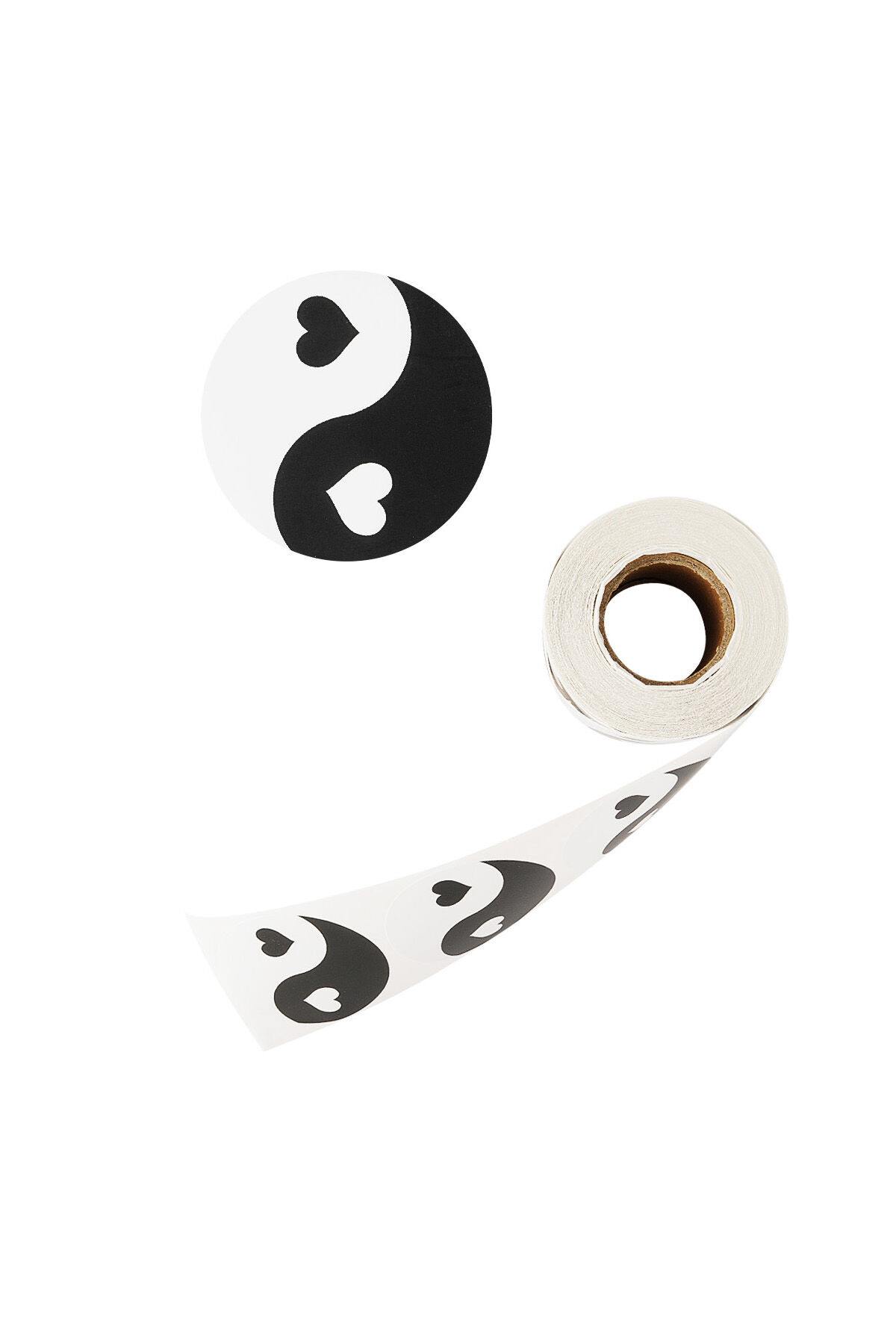 Aufkleber Yin Yang Herz - Schwarz und Weiß 2
