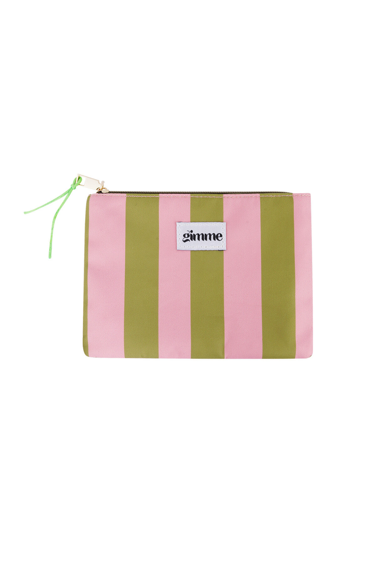 Plat toilettasje grote streep - Groen roze h5