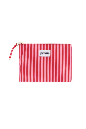 Plat toilettasje dunne streep - Roze rood h5