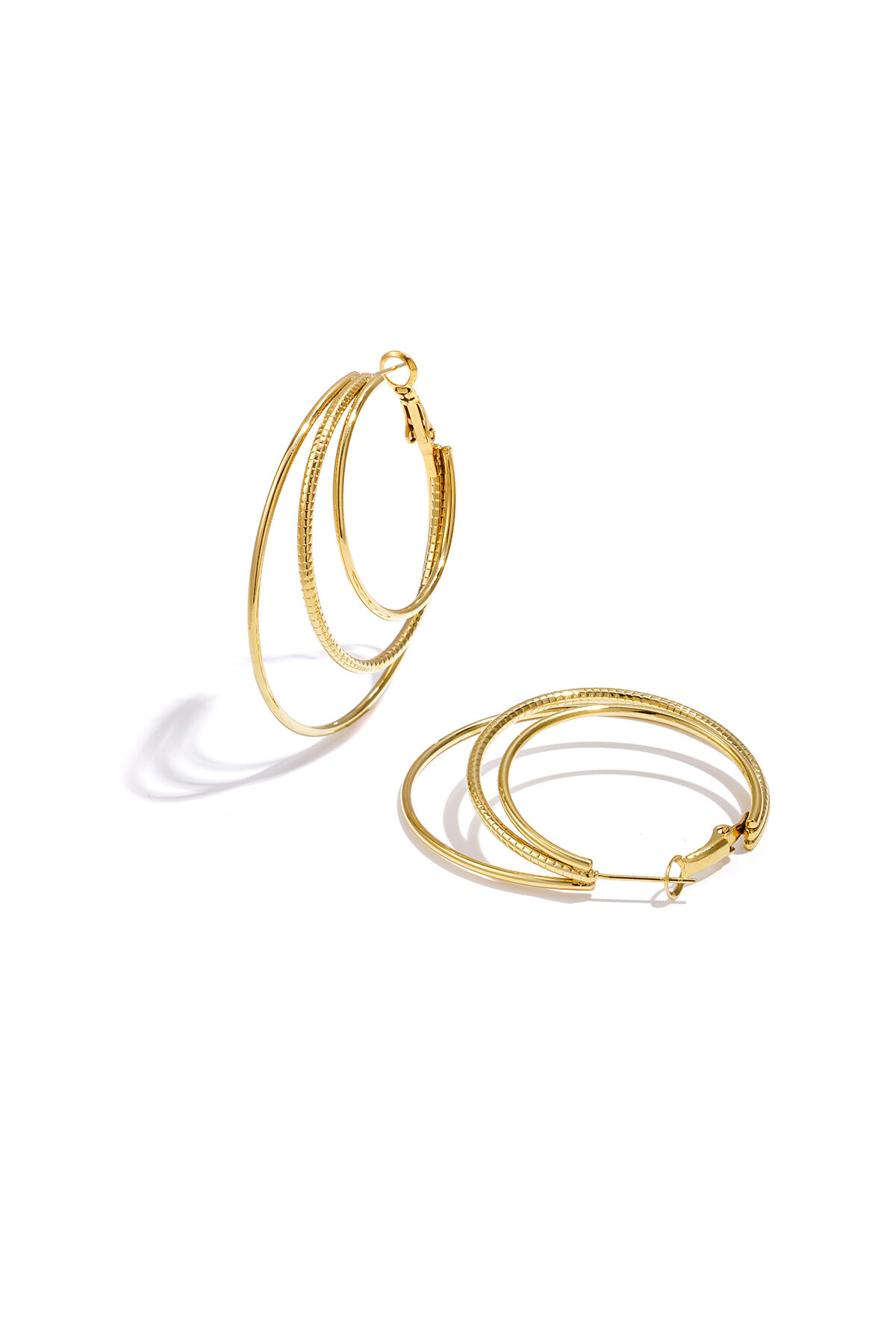Layered plain hoop earrings h5