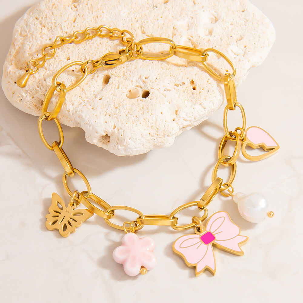 Designbare, wasserfeste und farbenfrohe Damen-Charm-Armbänder aus Edelstahl mit Früchtemotiven h5 Bild7