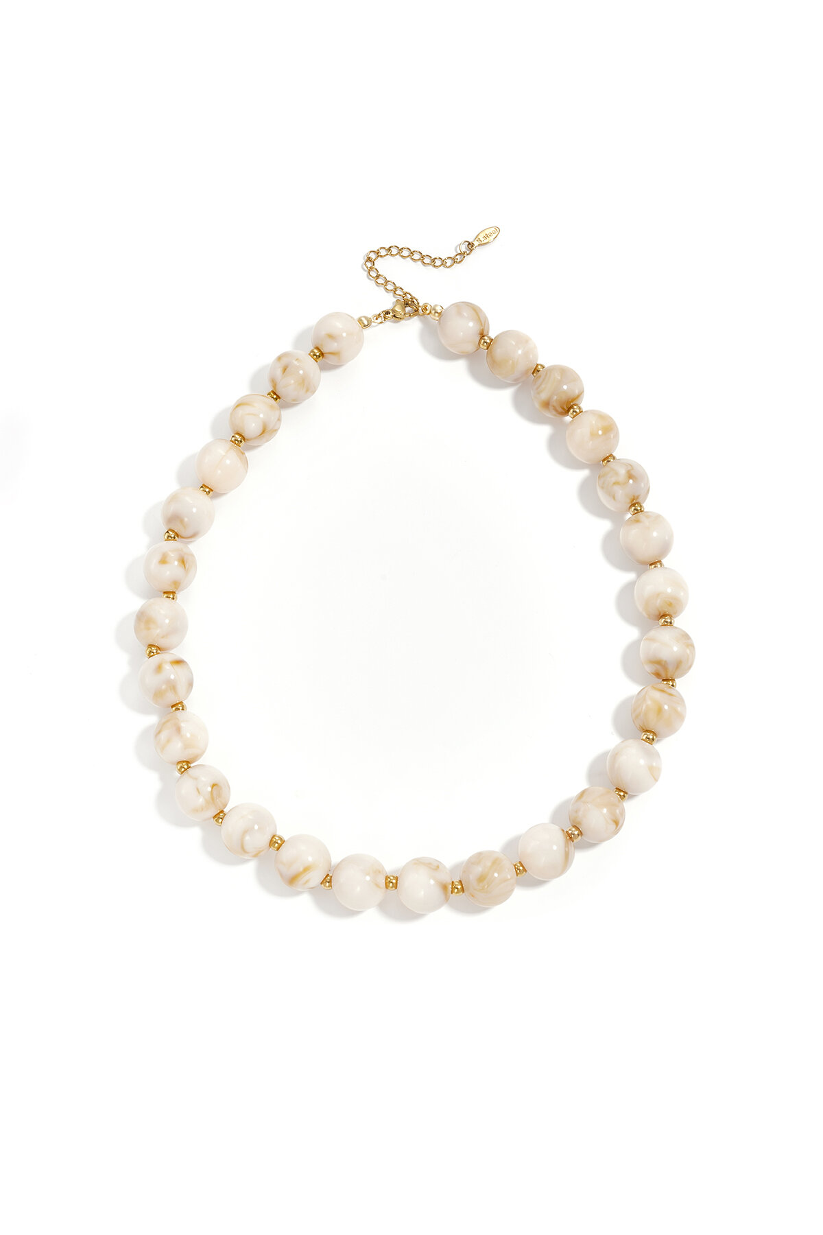 Bead necklace with gold beads 13.5mm 