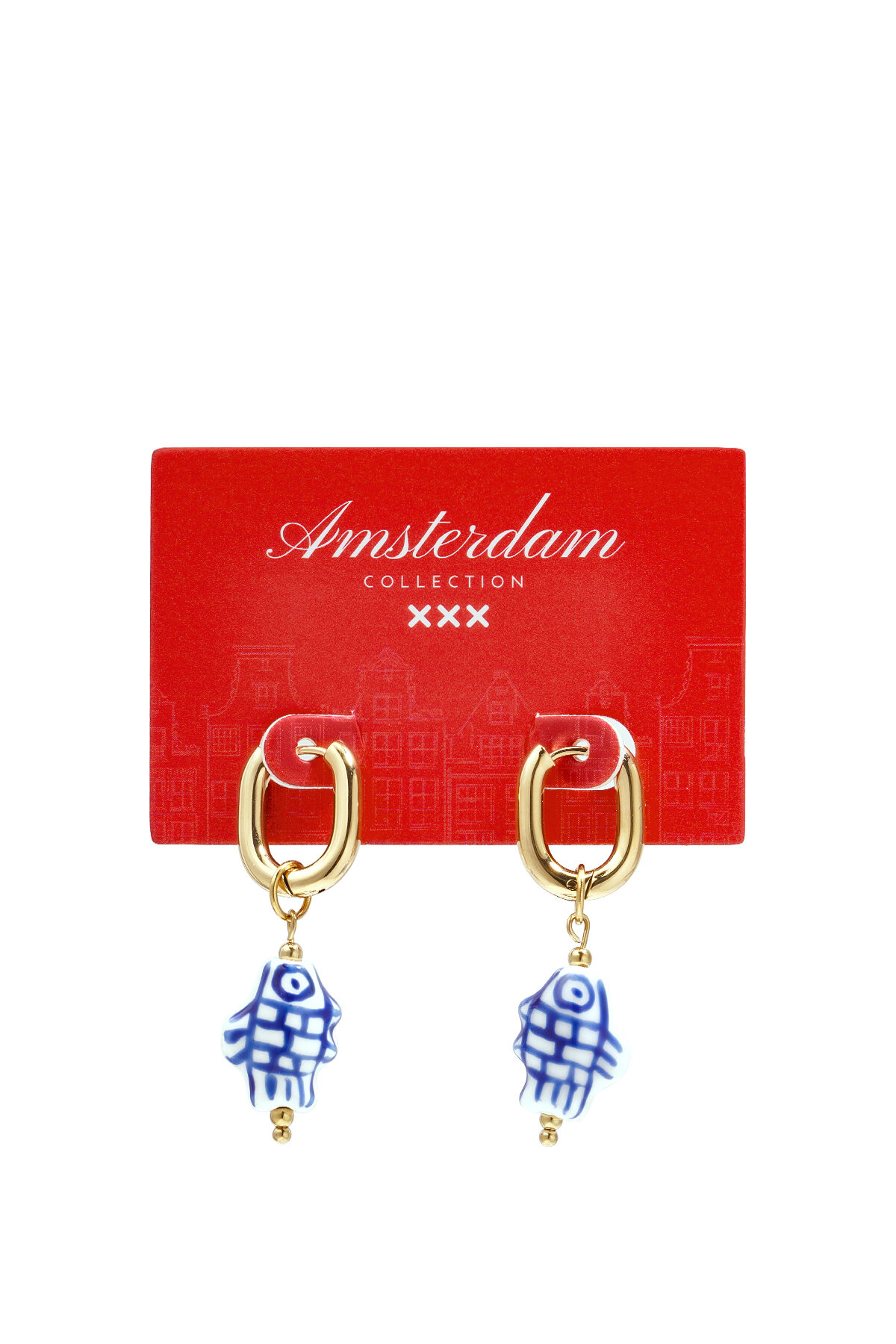 Squoval earrings with checkered fish charm h5 Picture3