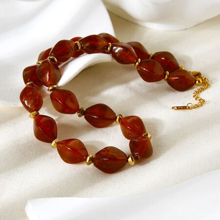 1 Piece Acrylic Irregular Beads Hematite Gold Color Necklace