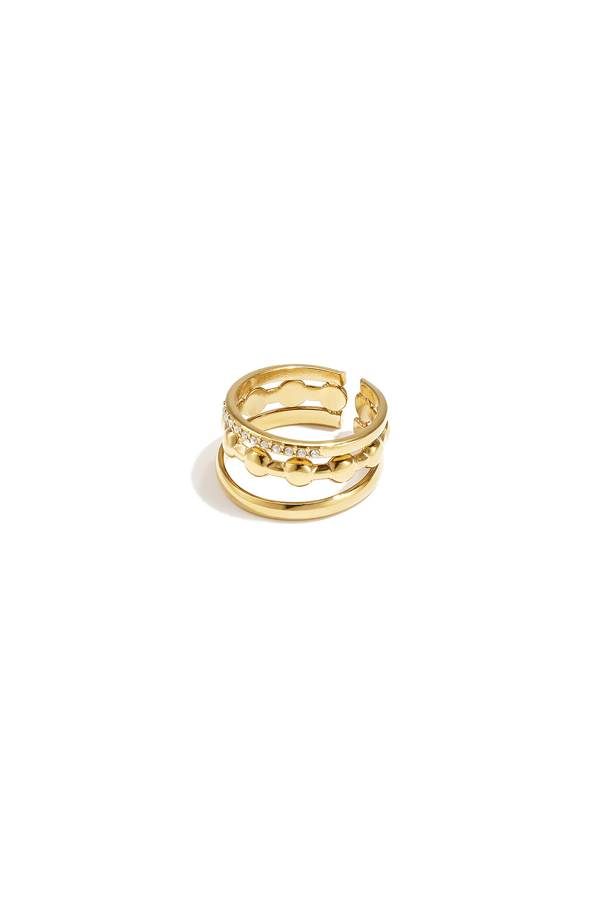 3-layer ring with round details and stones h5 
