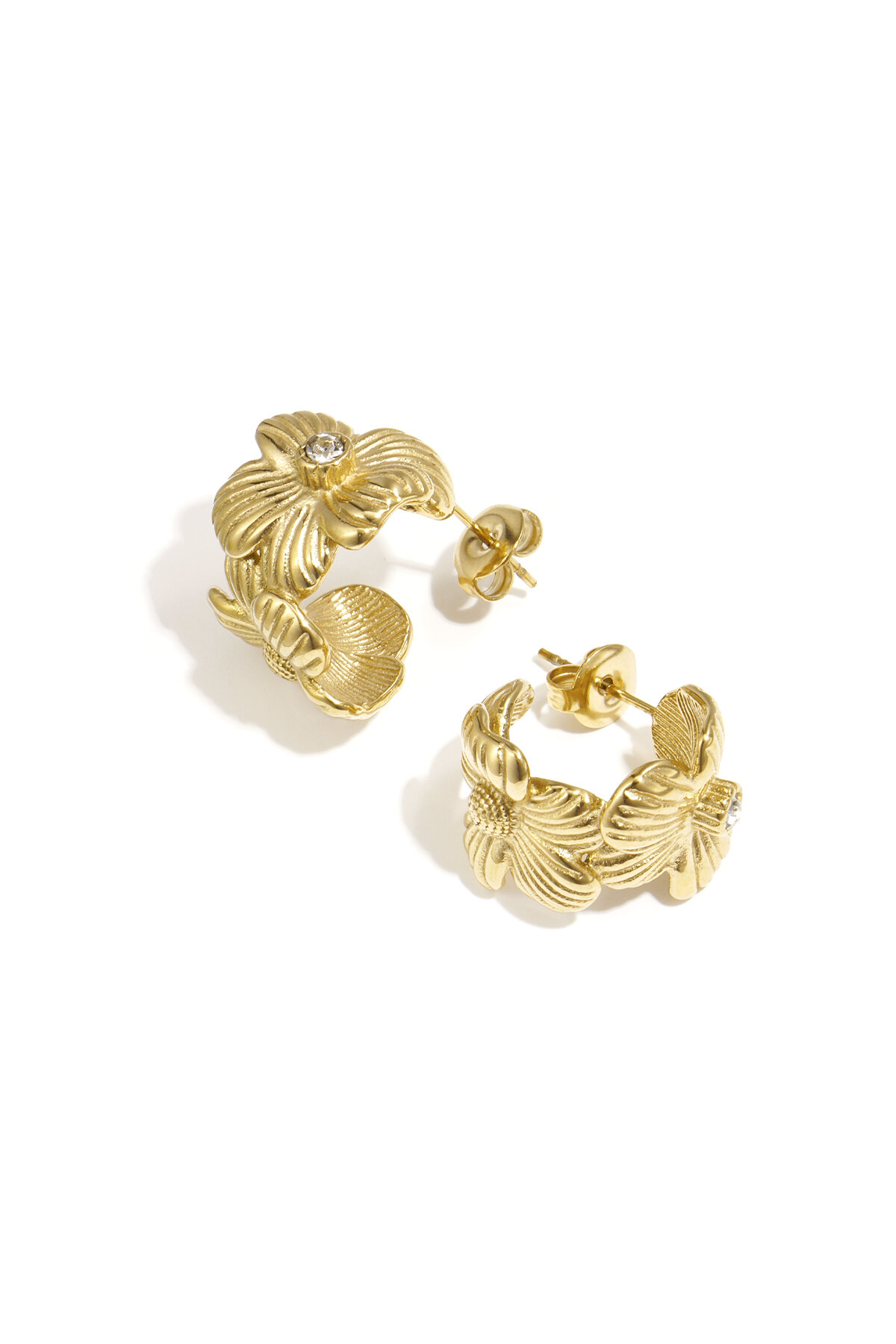 Stainless Steel Hoop Earrings Flower Casual Daily Simple Series Women's jewelry 2
