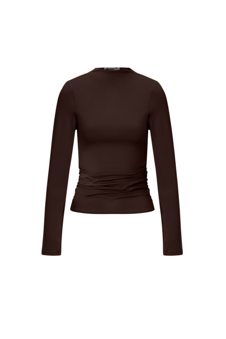 Knitted Nylon Women's Long Sleeve Top Basic Solid Color 2