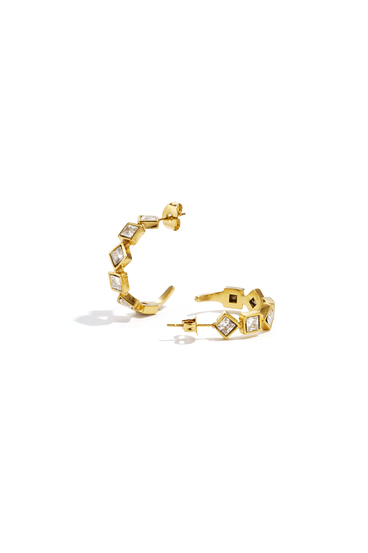 Boucles d'oreilles avec pierres alternées 2