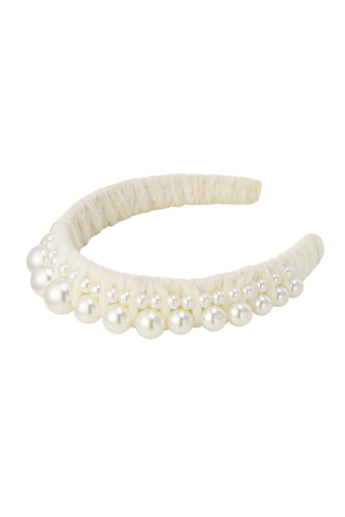 Statement-Stirnband mit Perlen – gebrochenes Weiß Offwhite Kunststoff h5 Bild5