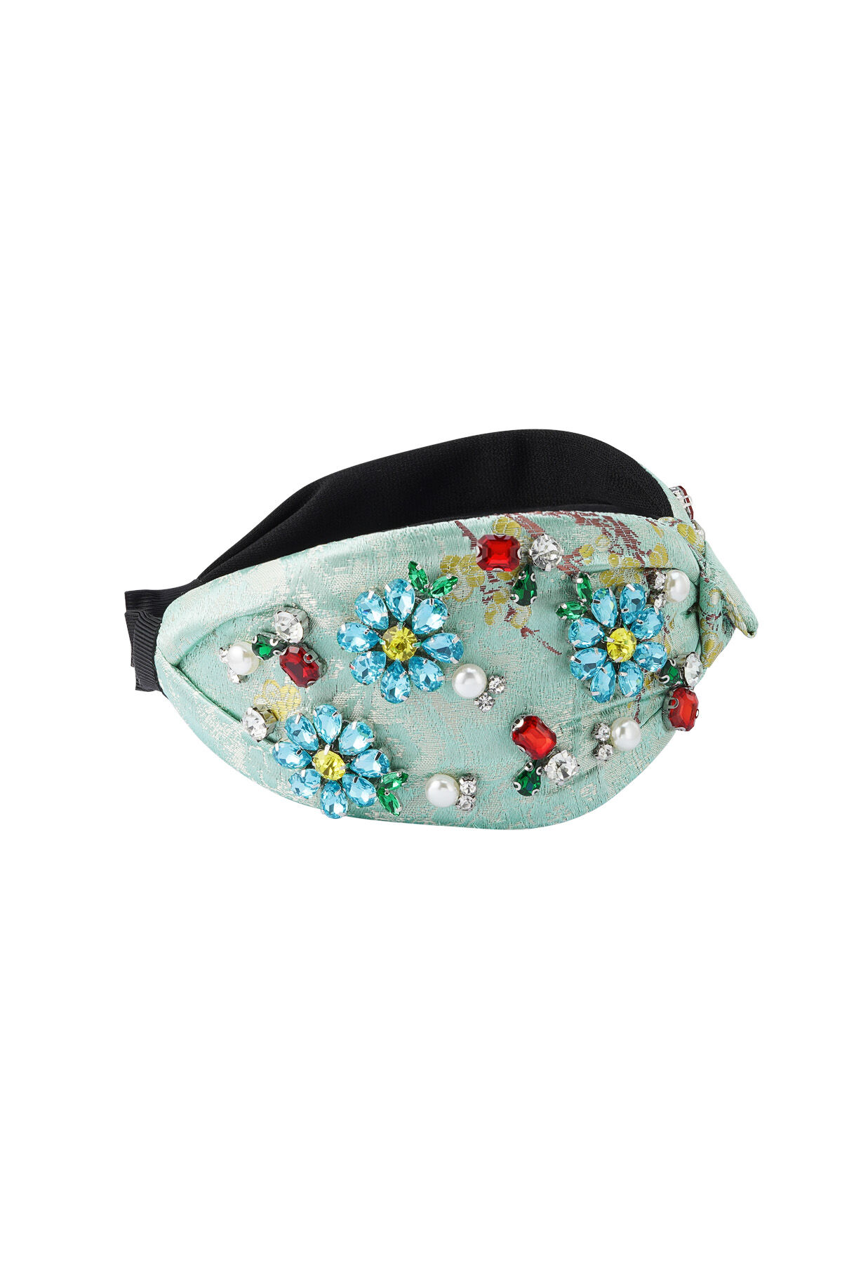 Diadema estampada y abalorios - Poliéster azul claro Imagen3
