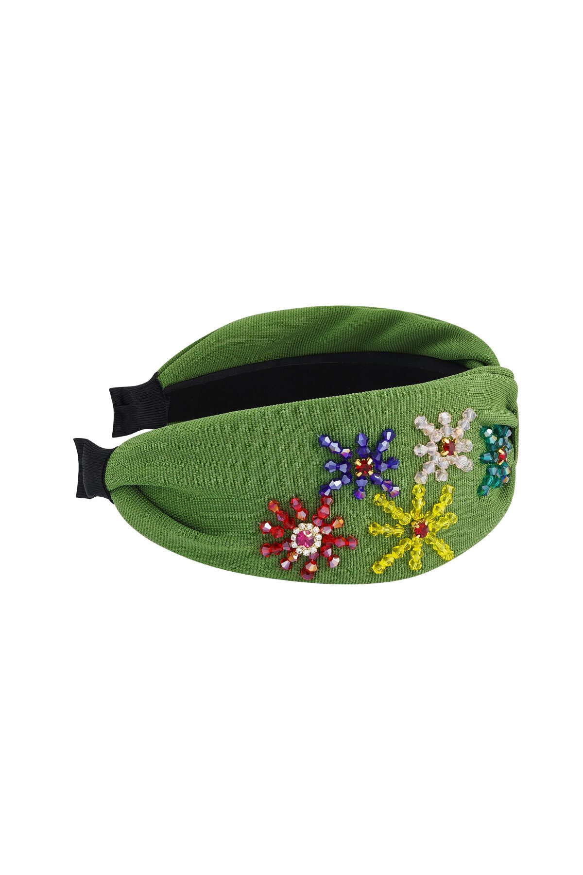 Haarband Groen Gekleurde Bloemen - Polyester Afbeelding3
