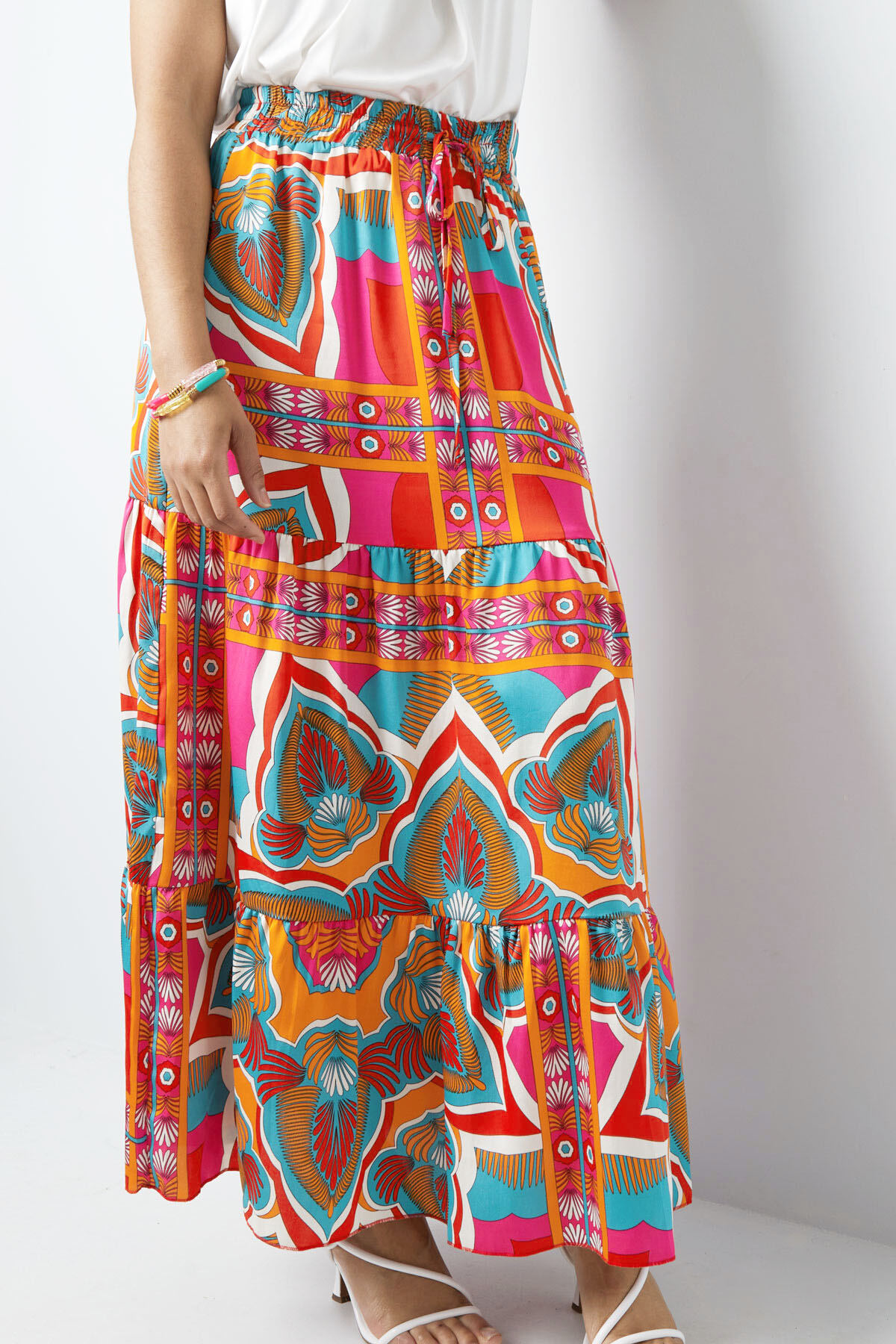 Maxi falda estampado feliz - verde/morado h5 Imagen8