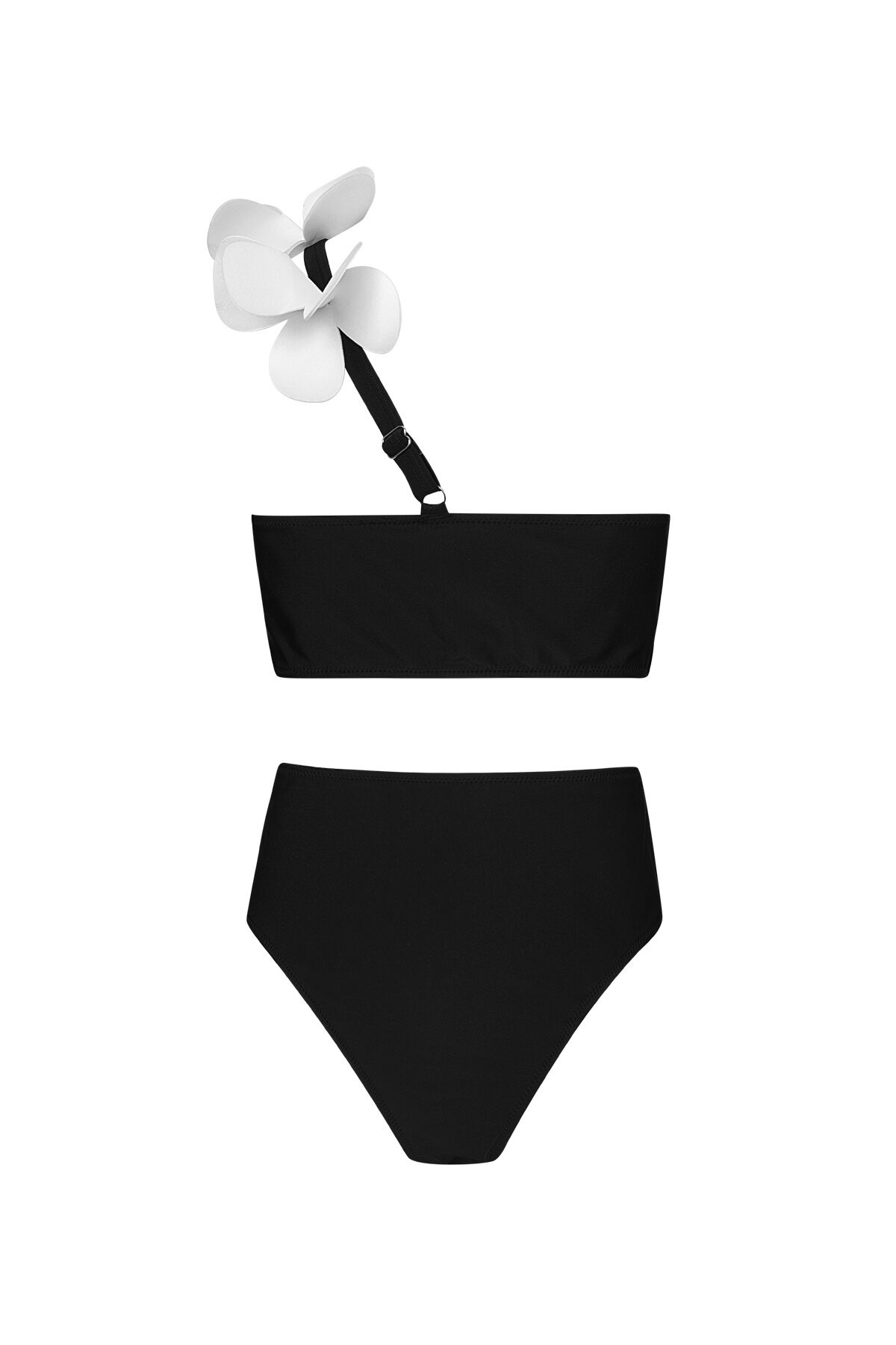 Bikini Con Flores Blancas - Negro M Imagen5