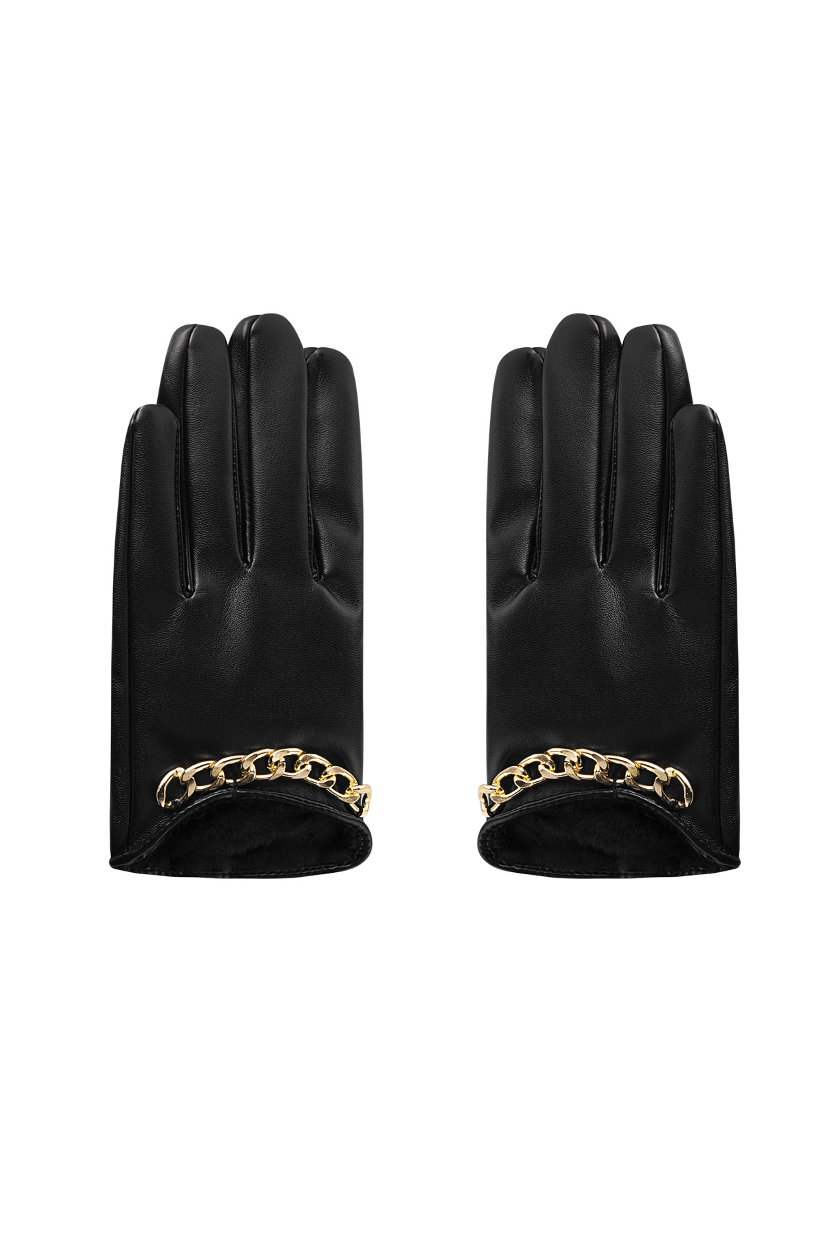 Handschoenen PU met kleine ketting 2