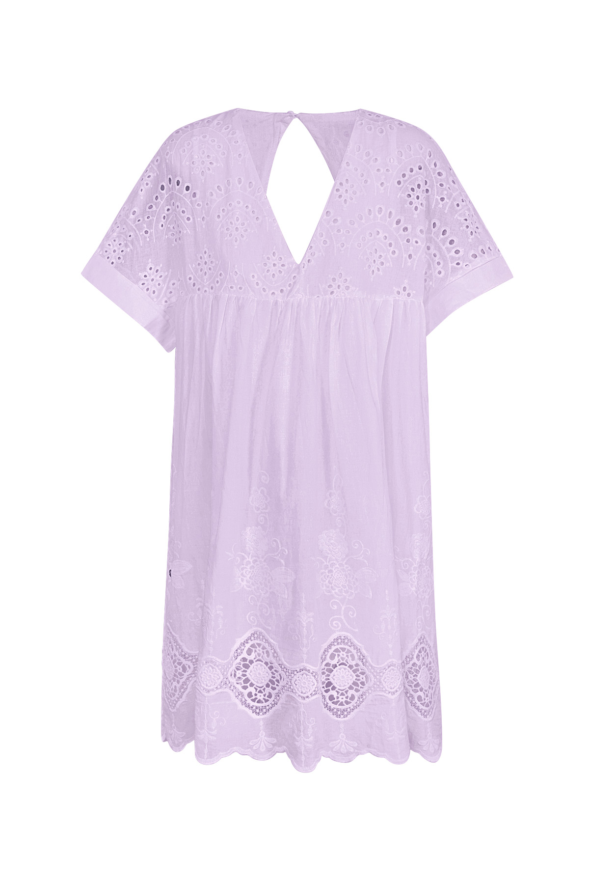 Cotone Abito Mini Donna Ricamo con Punto Aperto h5 