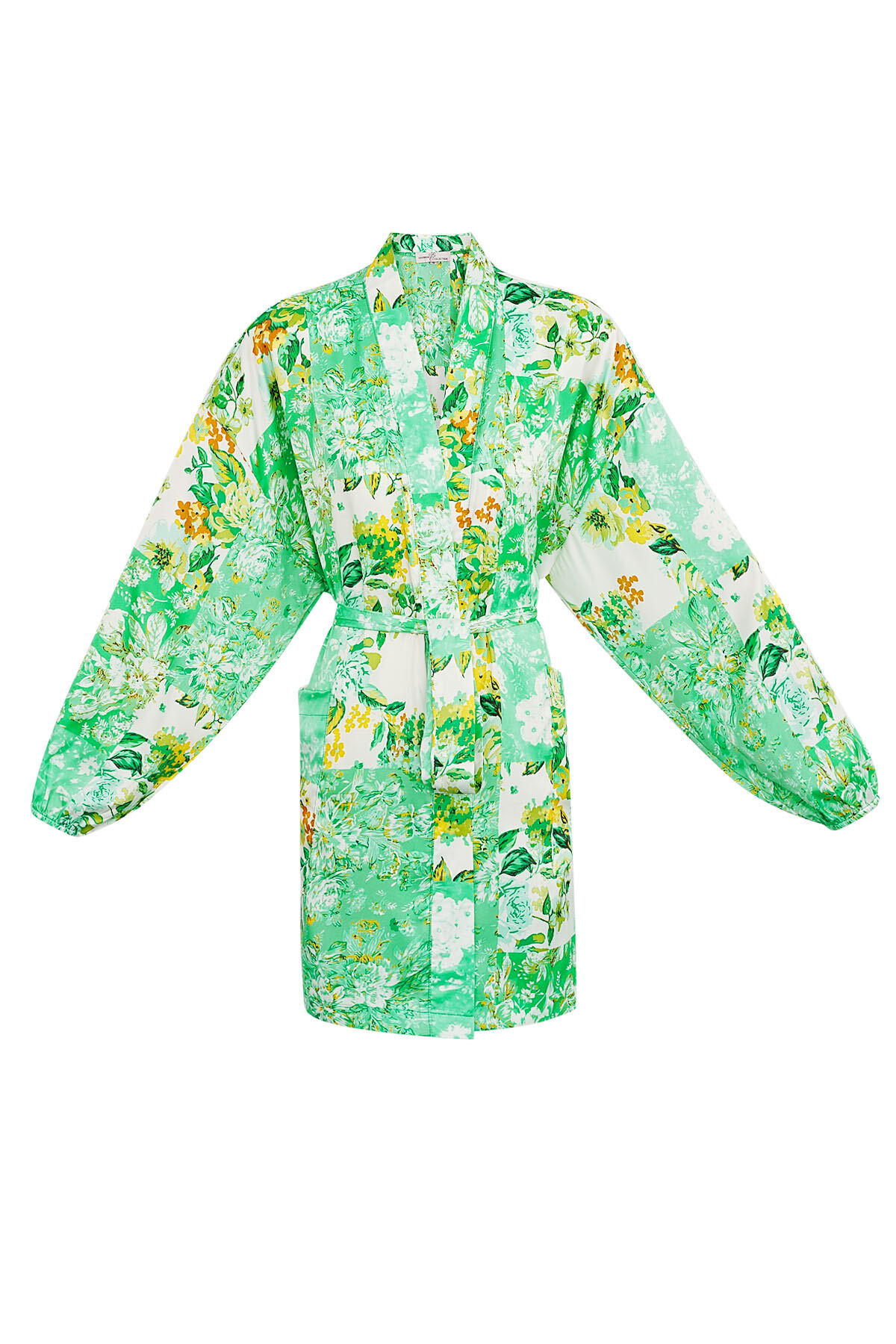 Kurzer Kimono mit grünen Blumen – mehrfarbig h5 Bild7