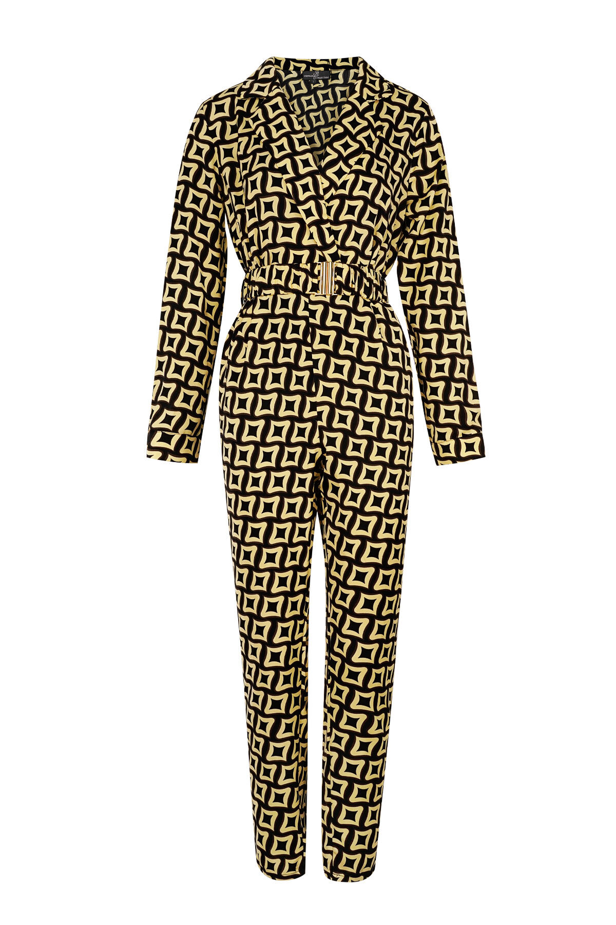 Polyester Women's Denim Jumpsuit Geometric Print 2