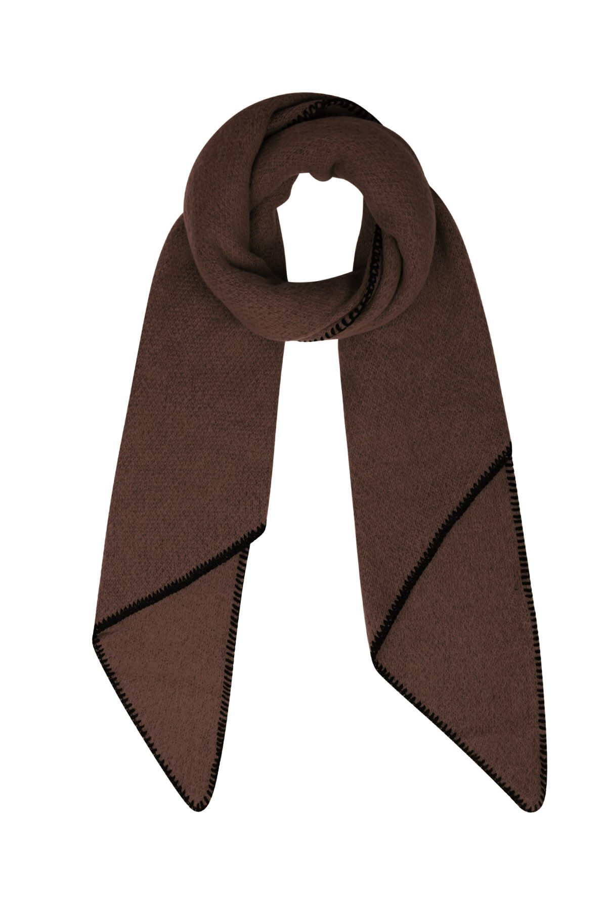Single-colored winter scarf with black stitching 2