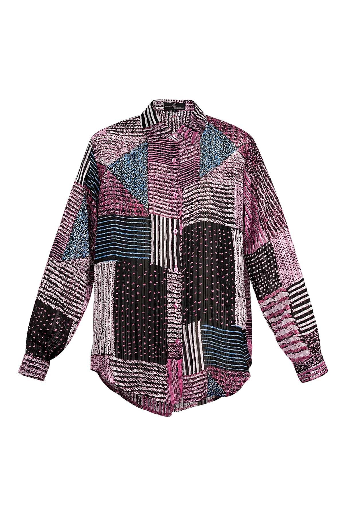 Camicia in Poliestere Donna Modello Patchwork Maniche Lunghe