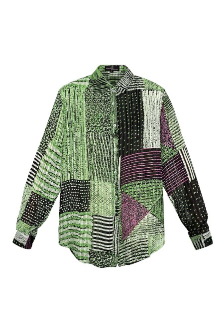 Polyester Women's Blouse Patchwork Pattern Long Sleeve 2