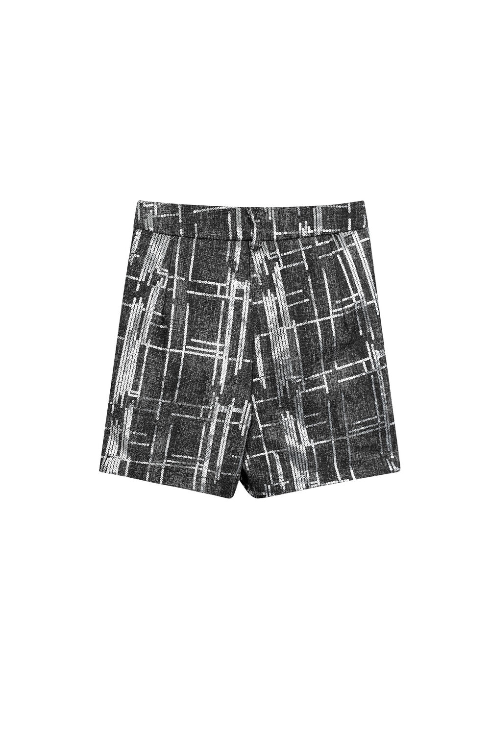 High-Waisted Women's Shorts with Geometric Print in Cotton Blend Fabric h5Picture6