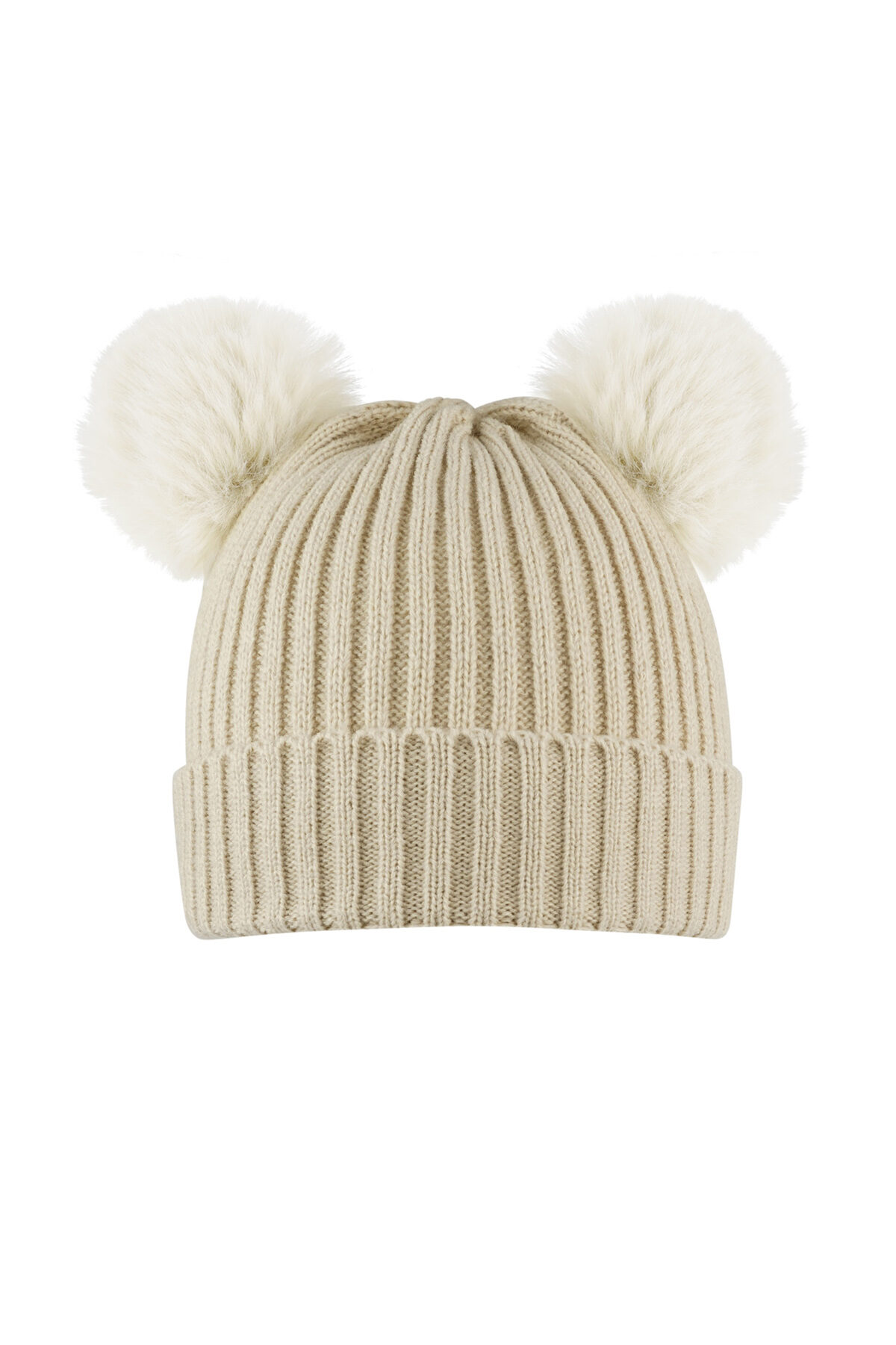 Kids - Basic Hat With Beige Balls