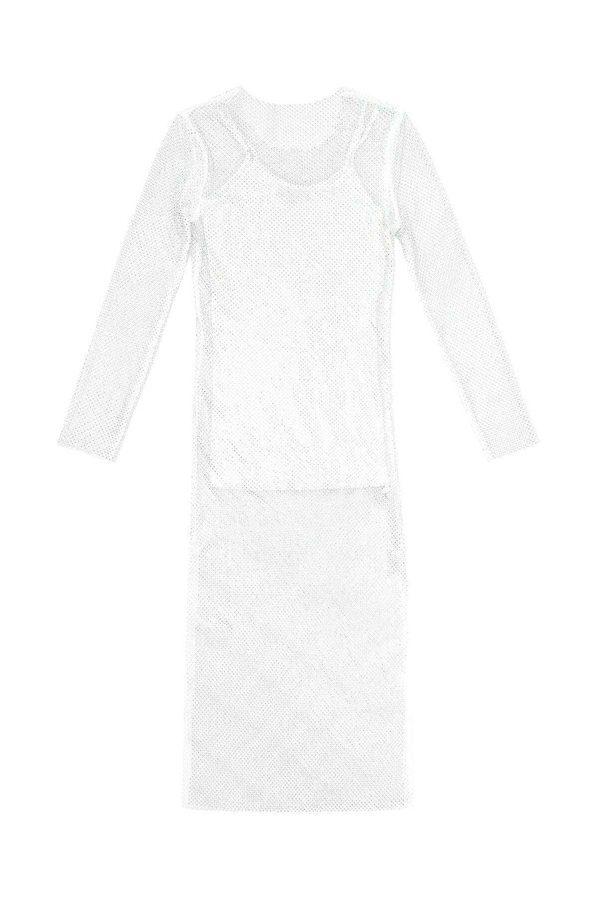 Abito Maxi Donna in Rete di Poliestere Design con Pannello Trasparente 