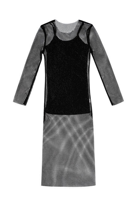 Polyester-Mesh Damen Maxi-Kleid Transparentes Panel-Design 2