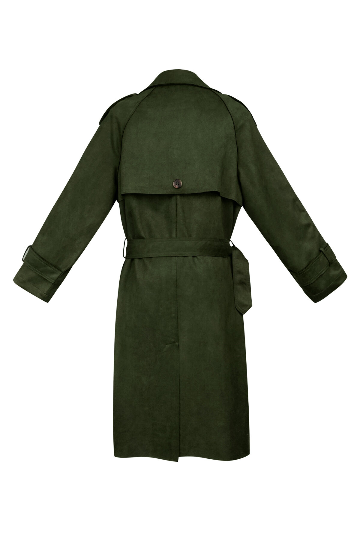 Polyester Women's Trench Coat Classic Double-Breasted Belted Design h5 Picture4